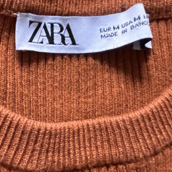 Zara Striped Ribbed Knit Sweater Multicolor Pink Brown Maroon Cream Size M - Picture 4 of 8
